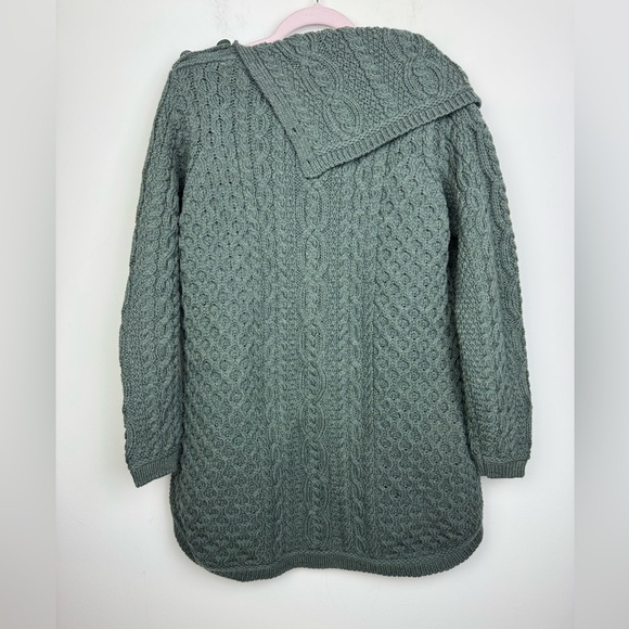 Aran Crafts Green Traditional Irish Merino Wool Chunky Knit Sweater Size Large - Picture 4 of 7
